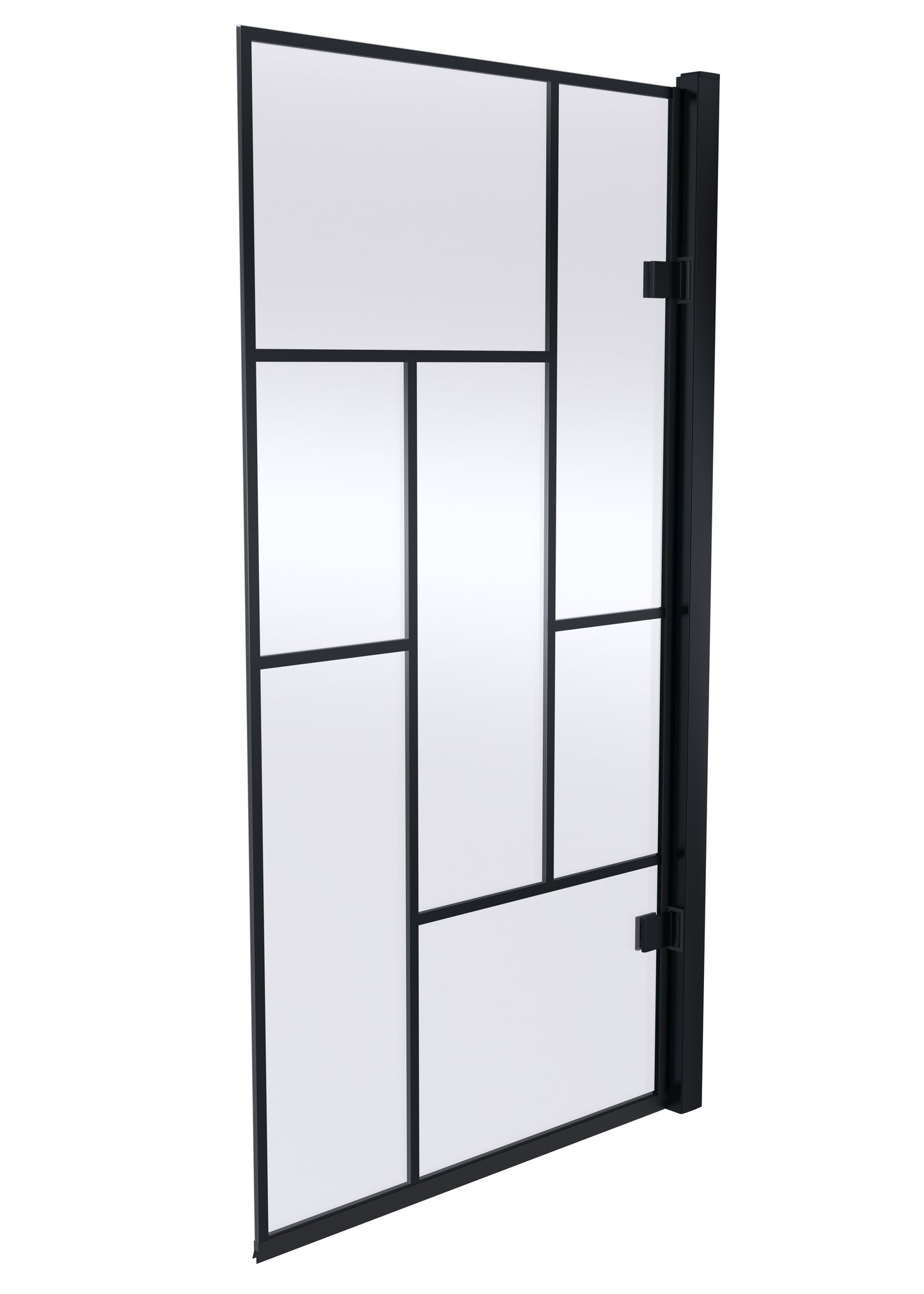 Synergy Vodas Square Block  Hinged Bath Screen - 8mm - Matt Black