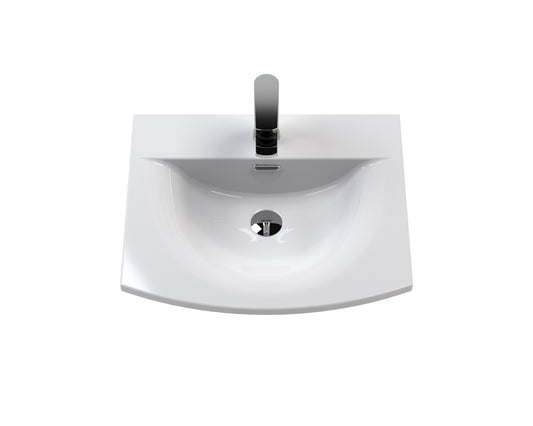 Synergy Omerg 500mm Curved Basin- 1 Tap Hole - White