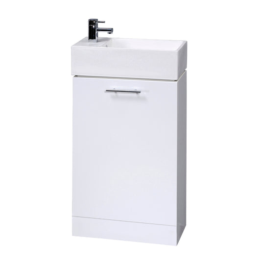 Nuie Mayford 485mm Gloss White Floor Standing Vanity Unit With Ceramic Basin