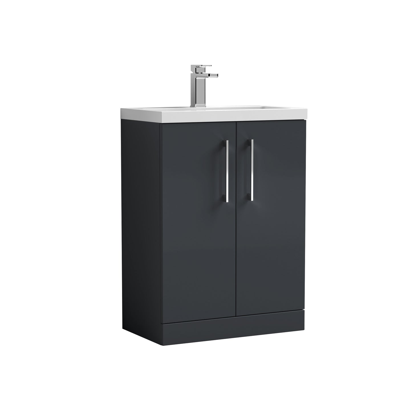 Arno 600mm Floor Standing 2-Door Compact Unit with Ceramic Basin by Nuie