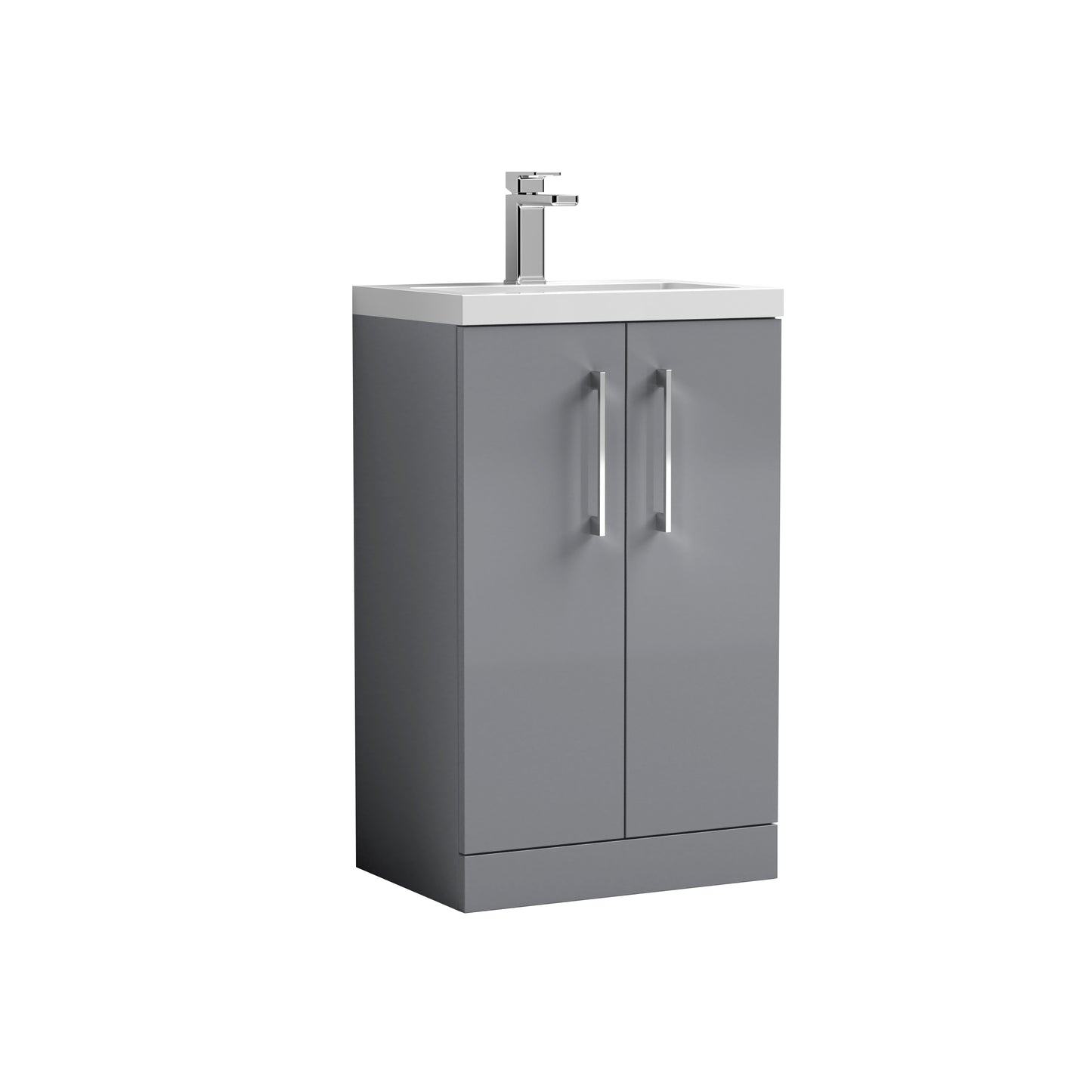 Arno 500mm Floor Standing 2 Door Compact Unit with Polymarble Basin by Nuie