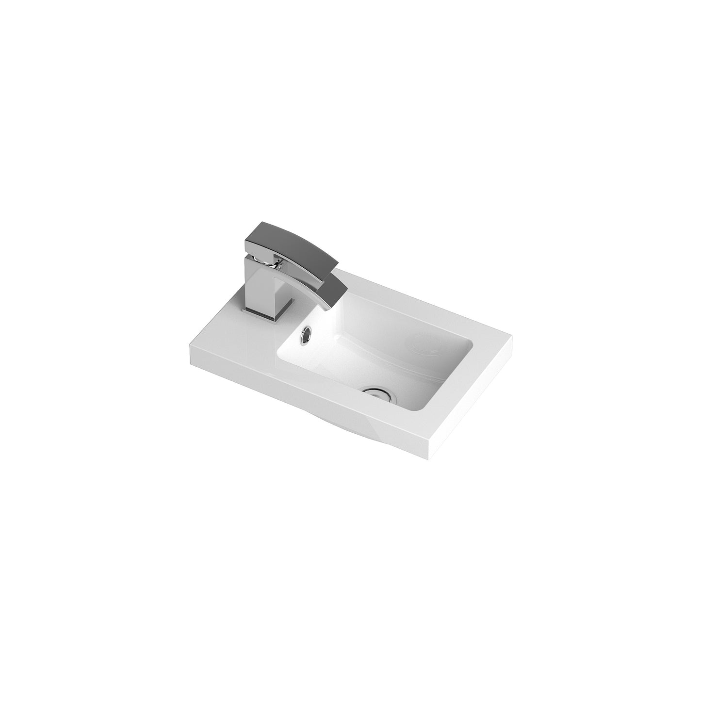 Fusion Fitted Square Compact 1 Tap Hole Polymarble Basin 400mm