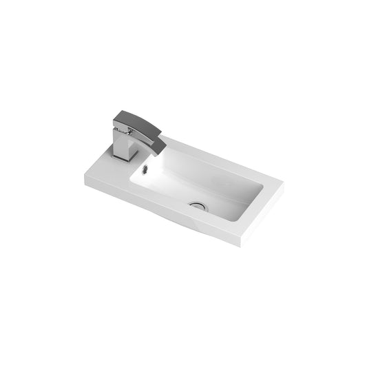 Fusion Fitted Square Compact 1 Tap Hole Polymarble Basin 500mm