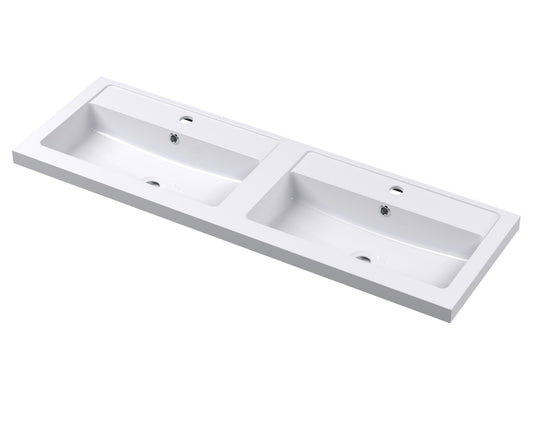 Synergy Omerg 1200mm Double PM Basin- 1 Tap Hole - White