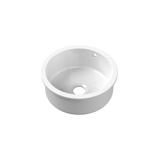 Inset Round Single Bowl with Overflow & Central Waste 460mm x 191mm