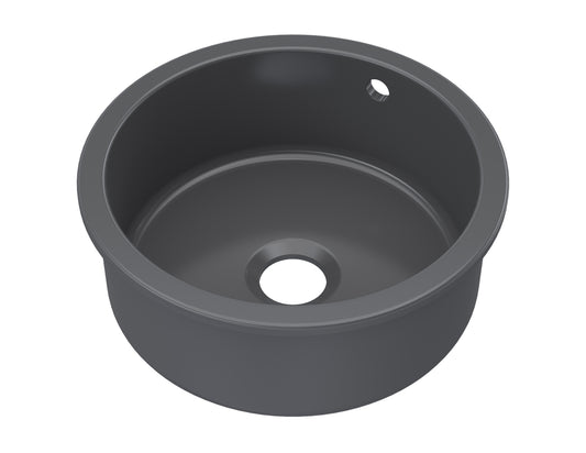 Inset Round Single Bowl with Overflow & Central Waste 460mm x 191mm