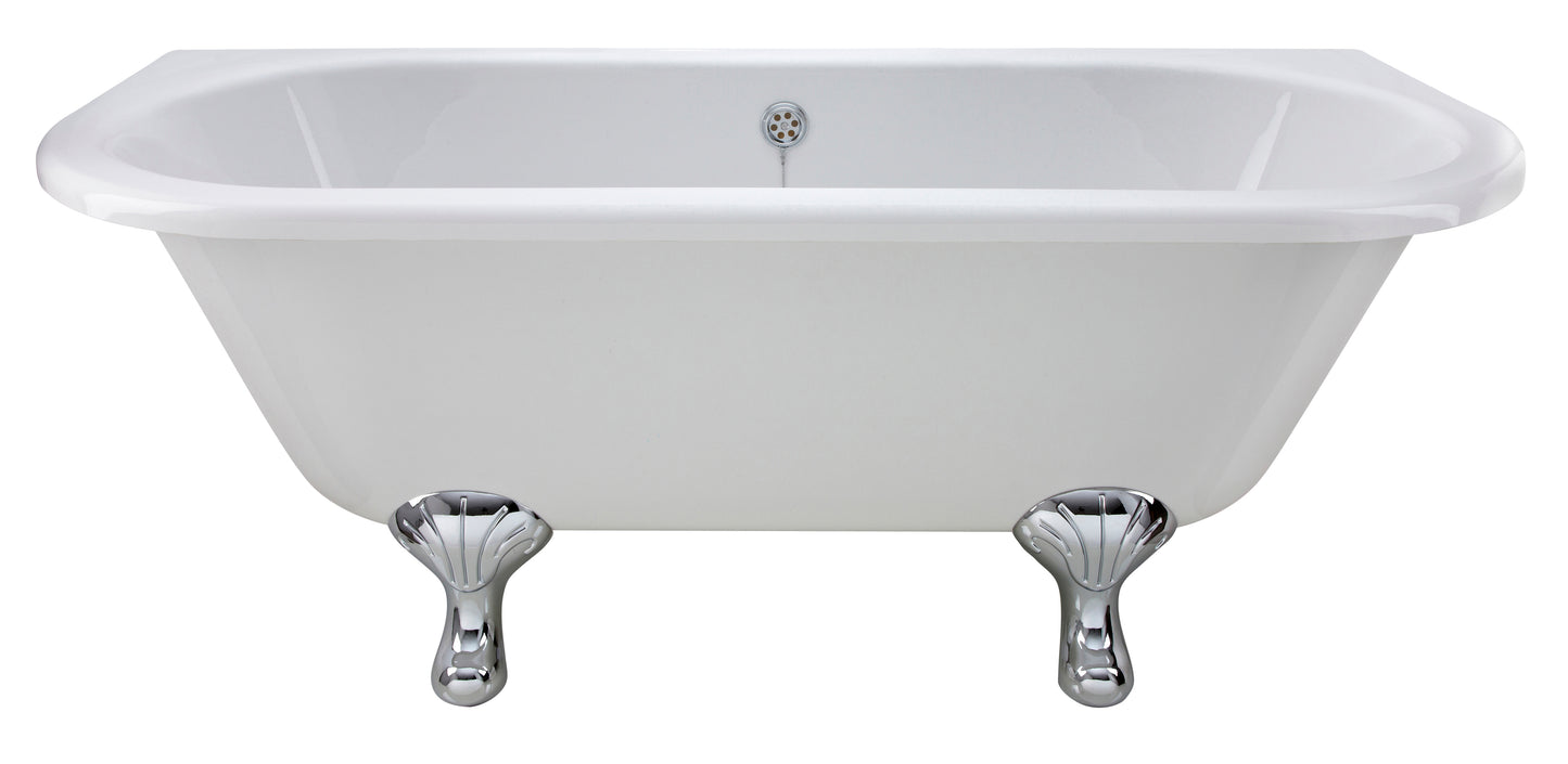 Hudson Reed Kenton 1700mm x 750mm Back to Wall Roll Top Freestanding Bath With Leg Set
