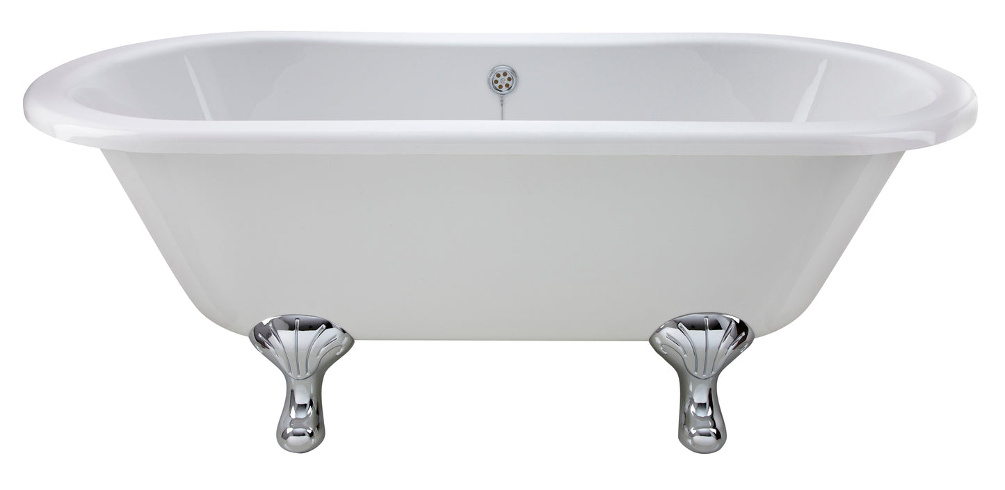 Hudson Reed Kingsbury 1500mm Double Ended Freestanding Roll Top Bath With Leg Set