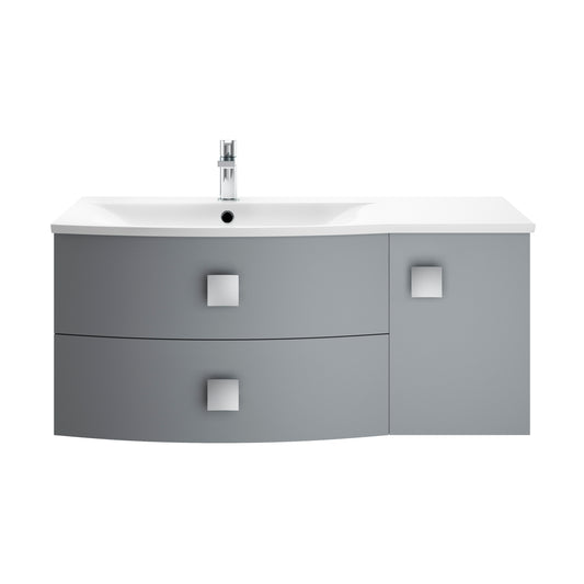 Hudson Reed Sarenna 1000mm Dove Grey Left Hand 2 Drawer 1 Door Wall Hung Vanity Unit with Basin