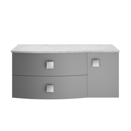 Hudson Reed Sarenna 1000mm Wall Hung Left Hand 2 Drawer 1 Door Vanity Unit With Grey Marble Top