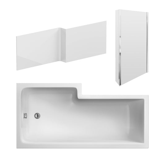 Nuie 1600mm Right Hand Shower Bath Set With Screen & Panel