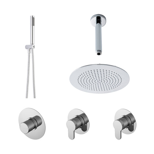 Nuie 2 Outlet Chrome Concealed Shower Valve With Stop Taps
