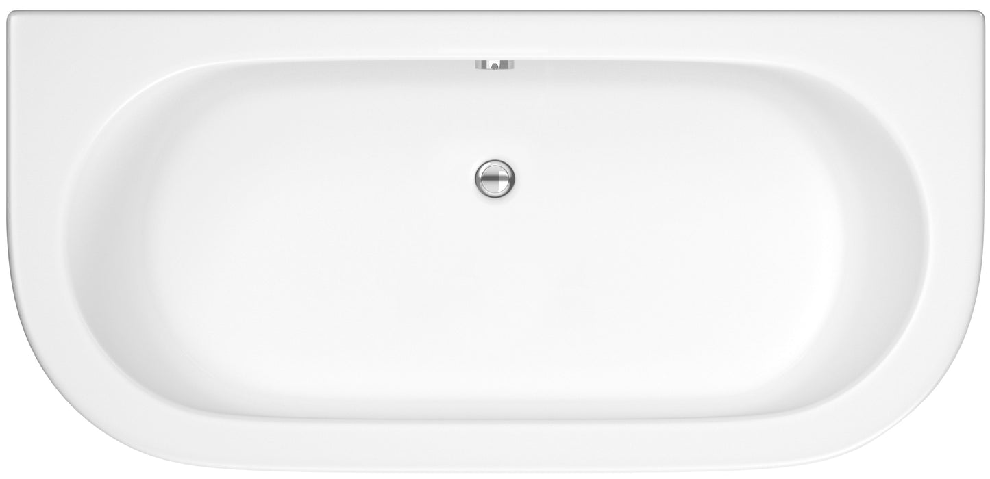 Nuie 1700mm x 750mm Curved Back To Wall Double Ended Bath Including Panel