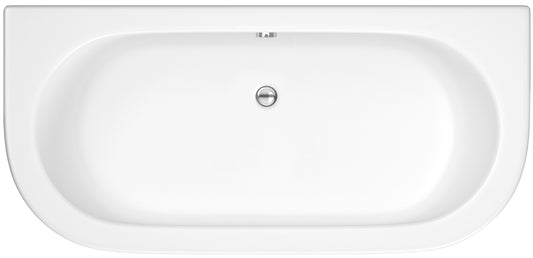 Nuie 1700mm x 750mm Curved Back To Wall Double Ended Bath Including Panel
