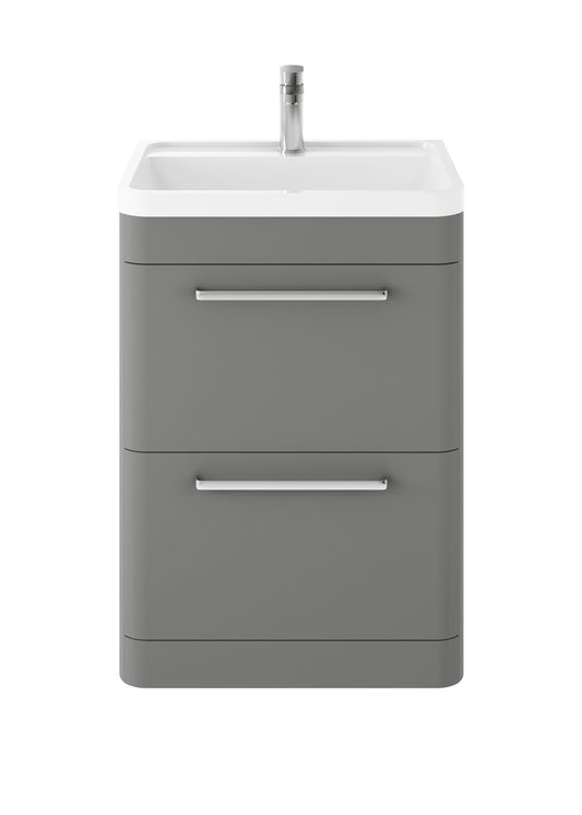 Hudson Reed Solar 600mm Floor Standing 2 Drawer Vanity Unit With Polymarble Basin