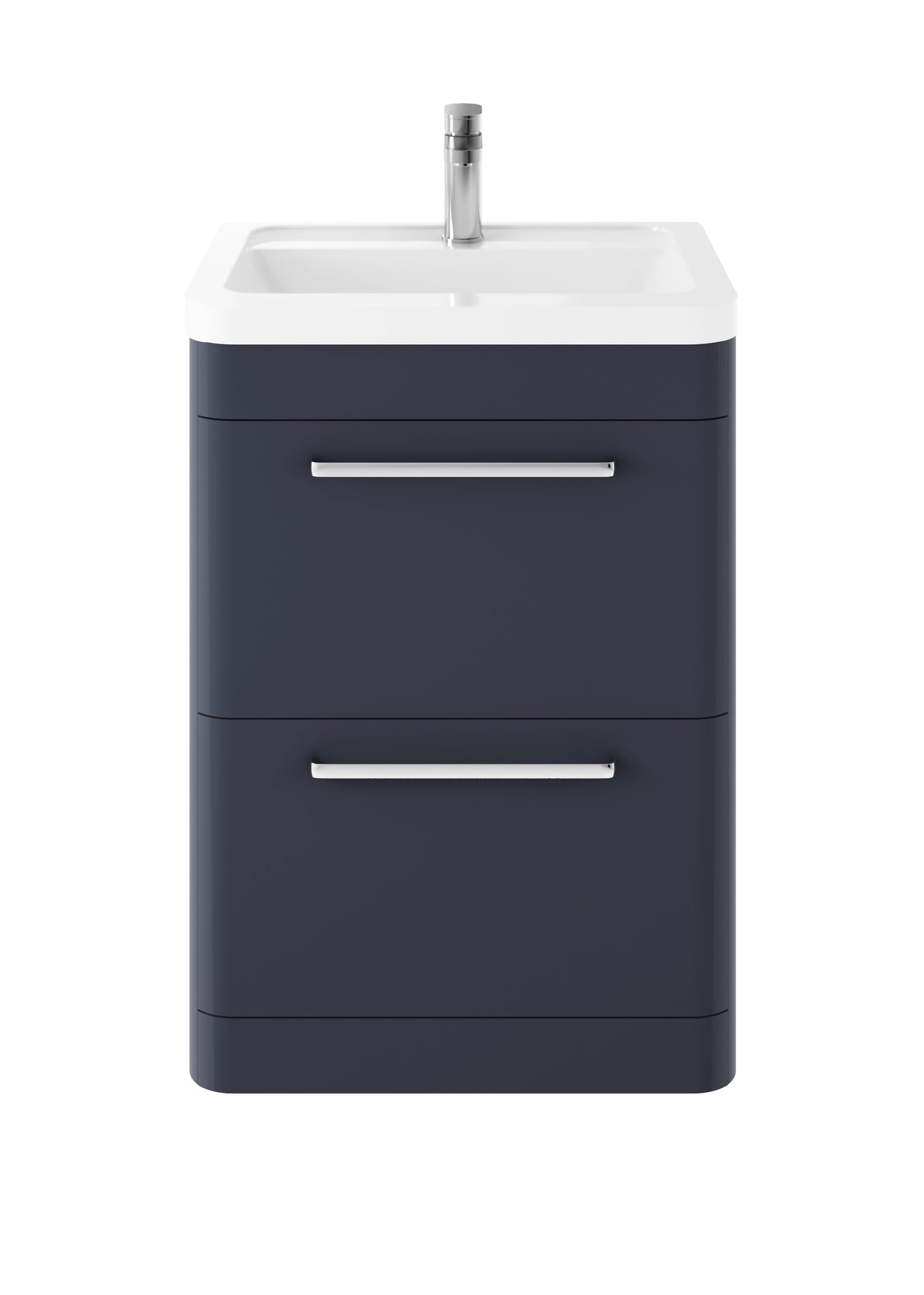 Hudson Reed Solar 600mm Indigo Blue Floor Standing 2 Drawer Vanity Unit With Ceramic Basin