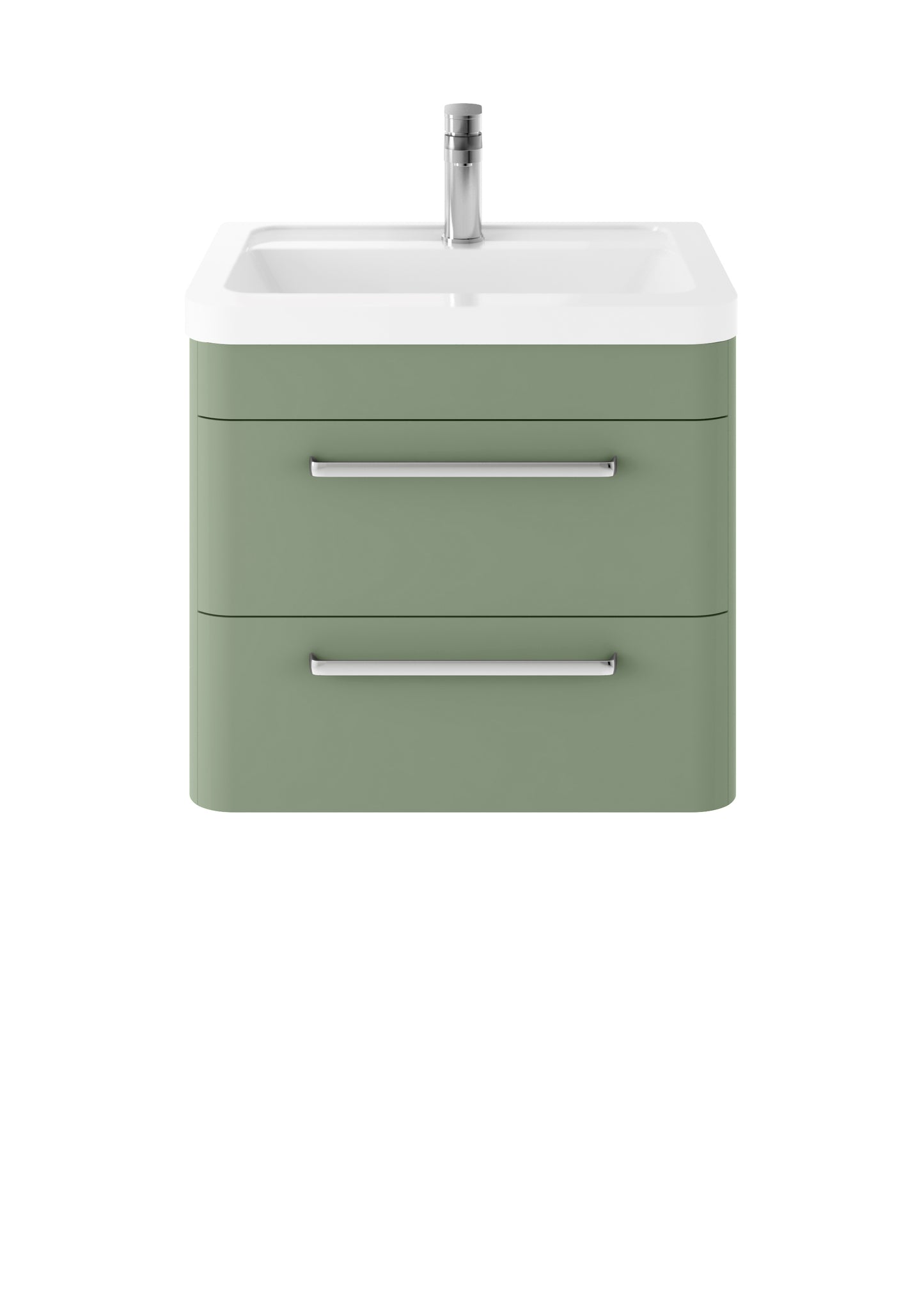 Solar 600mm Wall Hung 2-Drawer Unit and Ceramic 1 Tap Hole Basin