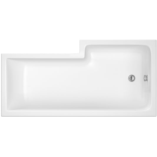 Nuie 1700mm x 850mm Left Hand L-Shaped Shower Bath With Leg Set