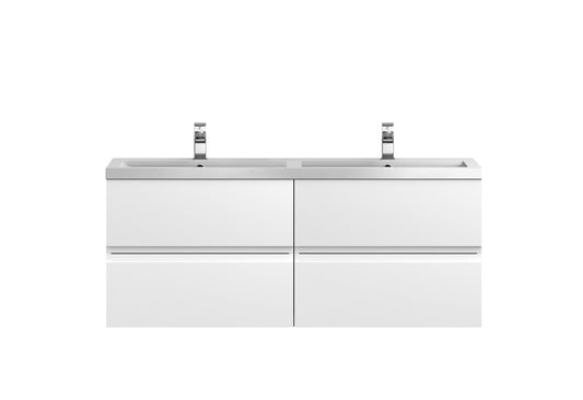 Hudson Reed Urban 1200mm Satin White Wall Hung Vanity Unit With Double Polymarble Basin