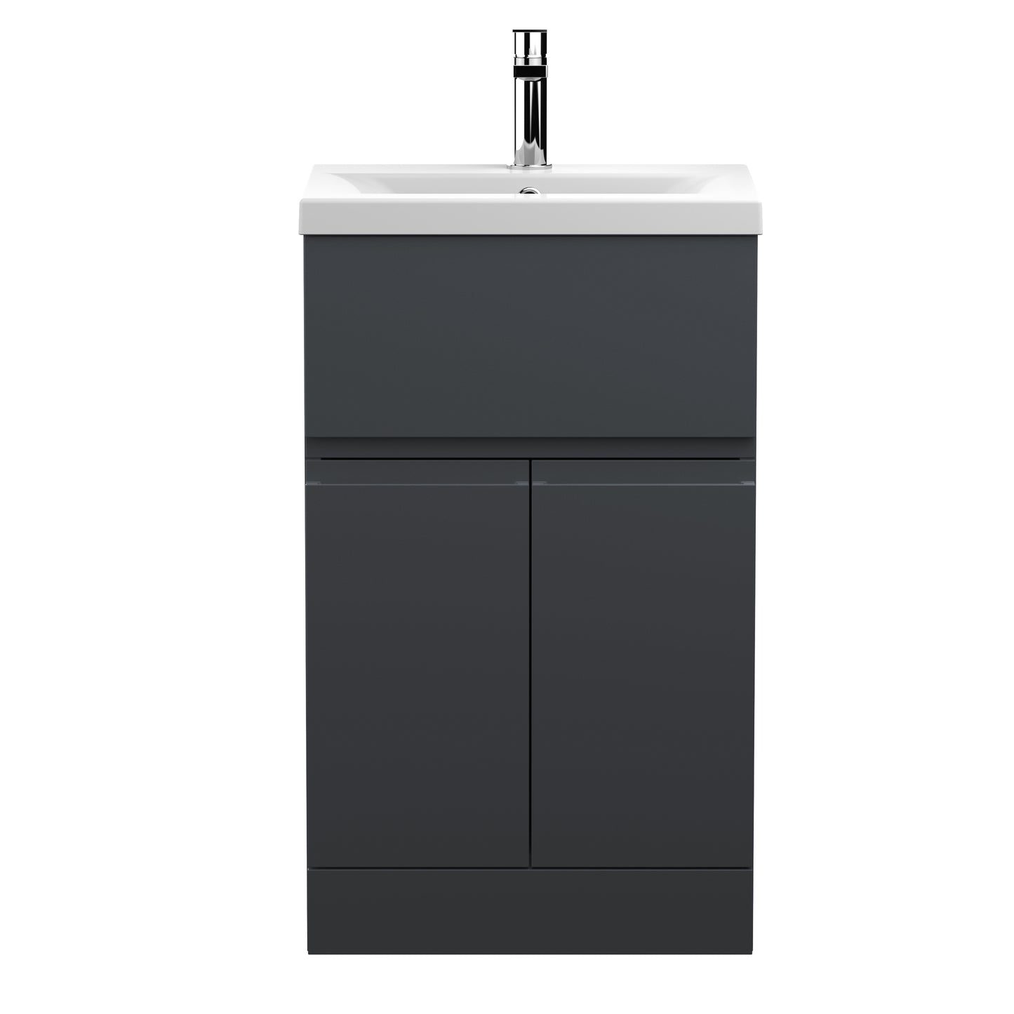 Hudson Reed Urban 500mm Soft Black Floor Standing 2 Door 1 Drawer Vanity Unit with Basin