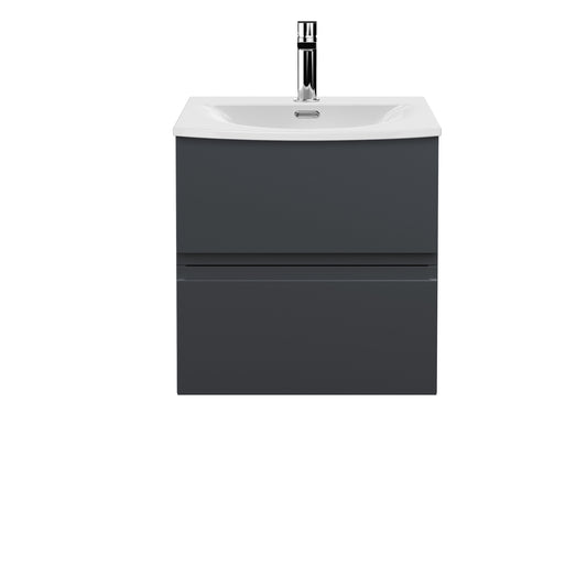 Hudson Reed Urban 500mm Soft Black Wall Hung 2 Drawer Vanity & Basin With 1 Tap Hole