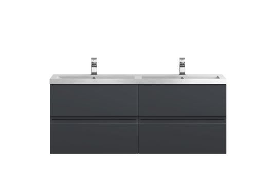 Hudson Reed Urban 1200mm Soft Black Wall Hung Vanity Unit With Double Polymarble Basin