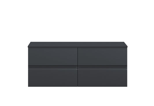 Hudson Reed Urban 1205mm Soft Black Wall Hung 4 Drawer Vanity Unit With Worktop