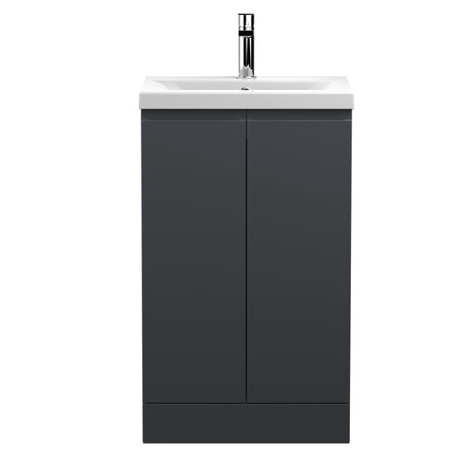 Hudson Reed Urban 500mm Soft Black Floor Standing 2 Door Vanity Unit with Ceramic Basin