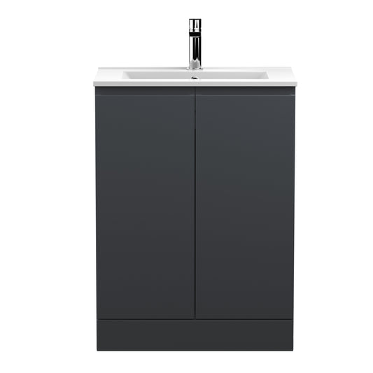 Hudson Reed Urban 600mm Soft Black Floor Standing 2 Door Vanity Unit With Basin