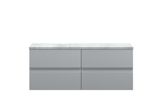 Hudson Reed Urban 1200mm Satin Grey Wall Hung 4-Drawer Unit With Laminate Worktop