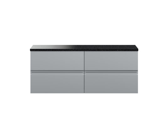 Hudson Reed Urban 1205mm Satin Grey Wall Hung 4-Drawer Vanity Unit With Laminate Worktop