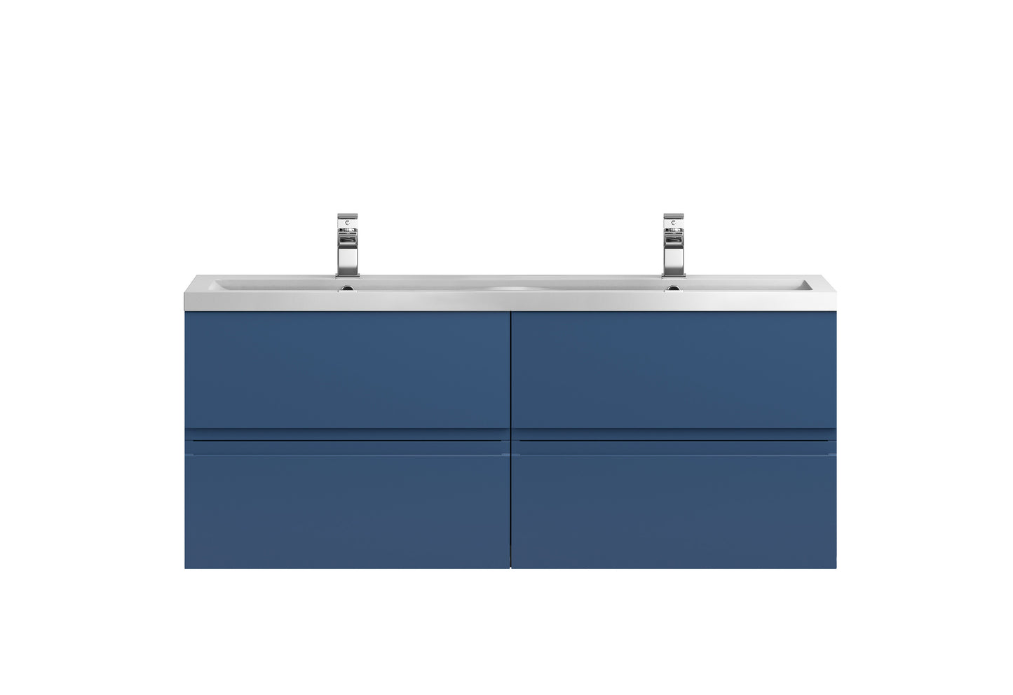 Hudson Reed Urban 1200mm Satin Blue Wall Hung 4-Drawer Vanity Unit With Double Ceramic Basin