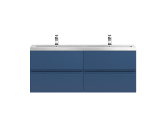 Hudson Reed Urban 1200mm Satin Blue Wall Hung 4-Drawer Vanity Unit With Double Ceramic Basin