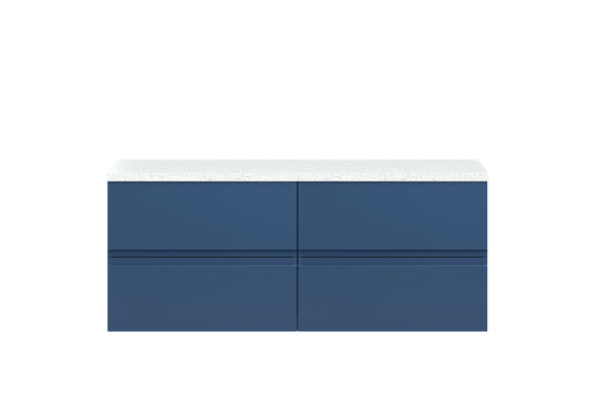 Hudson Reed Urban 1200mm Satin Blue Wall Hung 4-Drawer Unit With Laminate Worktop
