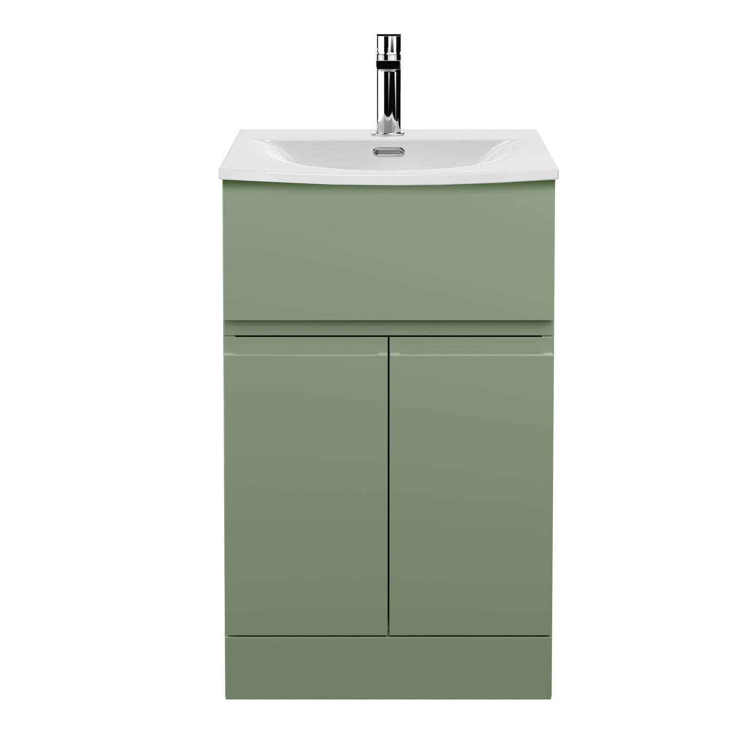 Urban 500mm Floor Standing 2-Door/Drawer Unit and Curved Basin 1 Tap Hole