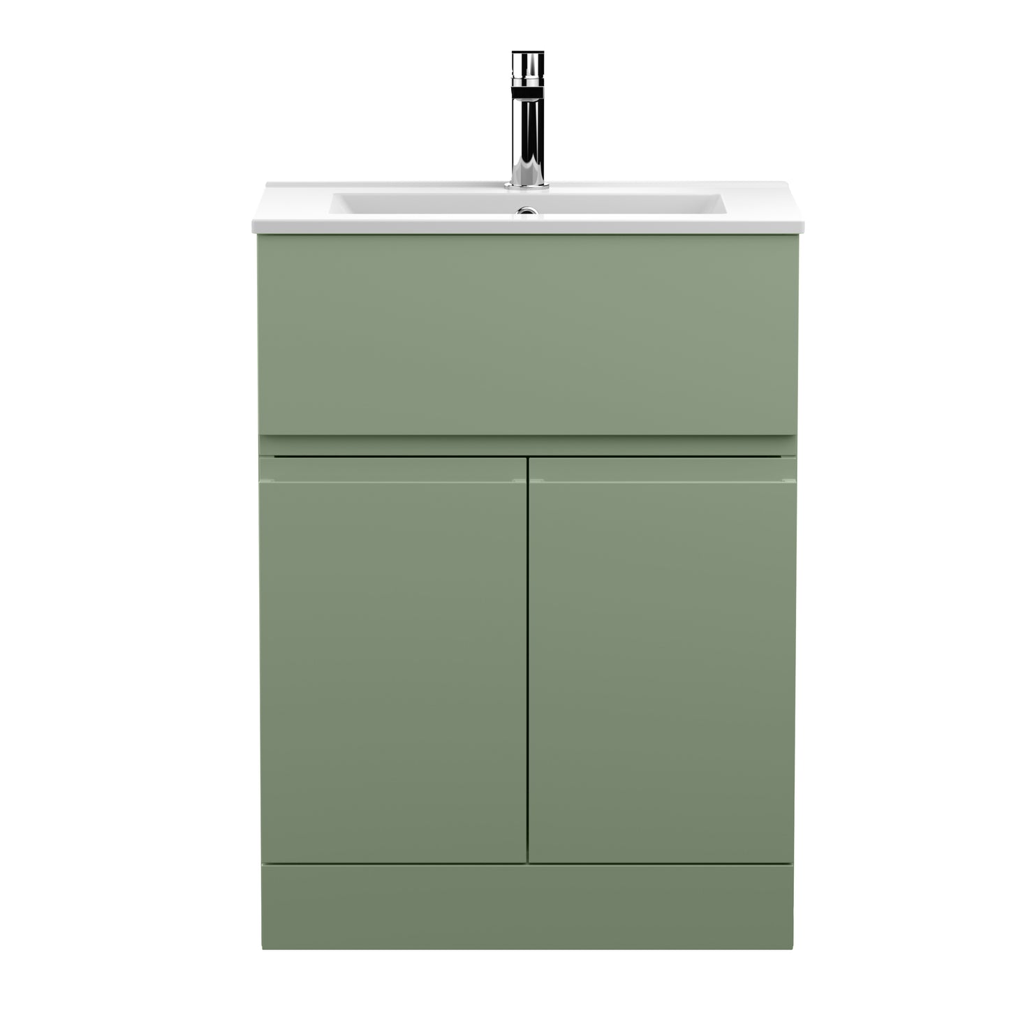 Urban 600mm Floor Standing 2-Door/Drawer Unit and Minimalist Basin 1 Tap Hole