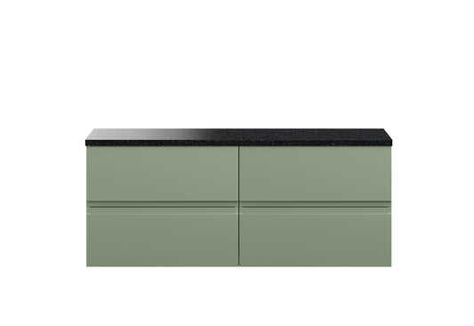 Hudson Reed Urban 1200mm Satin Green Wall Hung 4-Drawer Unit With Laminate Worktop