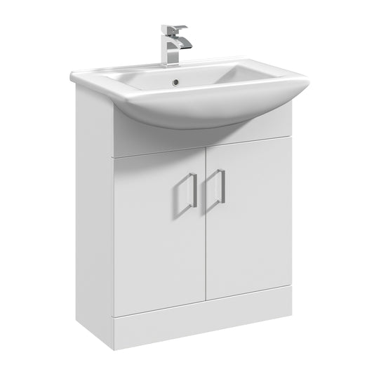 Nuie Mayford 650mm Floor Standing 2 Door Vanity Unit with Ceramic Basin