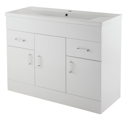 Nuie Eden 1005mm Floor Standing 3 Door 2 Drawer Vanity Unit With Basin