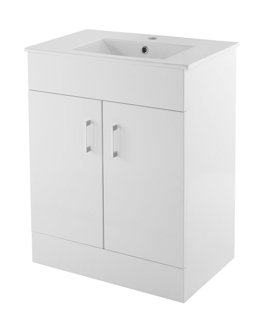 Nuie 600mm Floor Standing 2 Door Vanity Unit with Minimalist Basin
