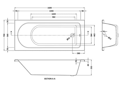 Round Single Ended 6 Jet Whirlpool Bath by Nuie