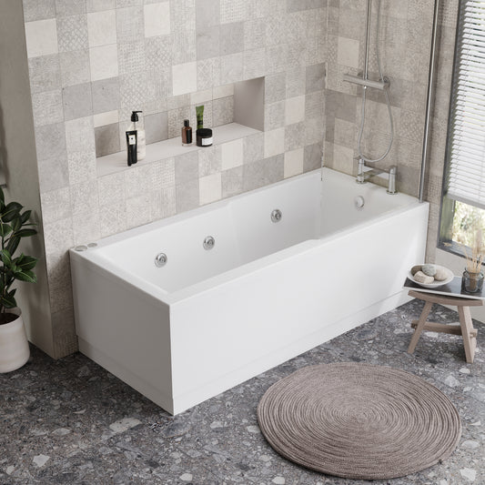Square Single Ended 6 Jet Whirlpool Bath by Nuie