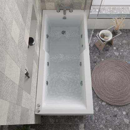 Square Single Ended 6 Jet Whirlpool Bath by Nuie