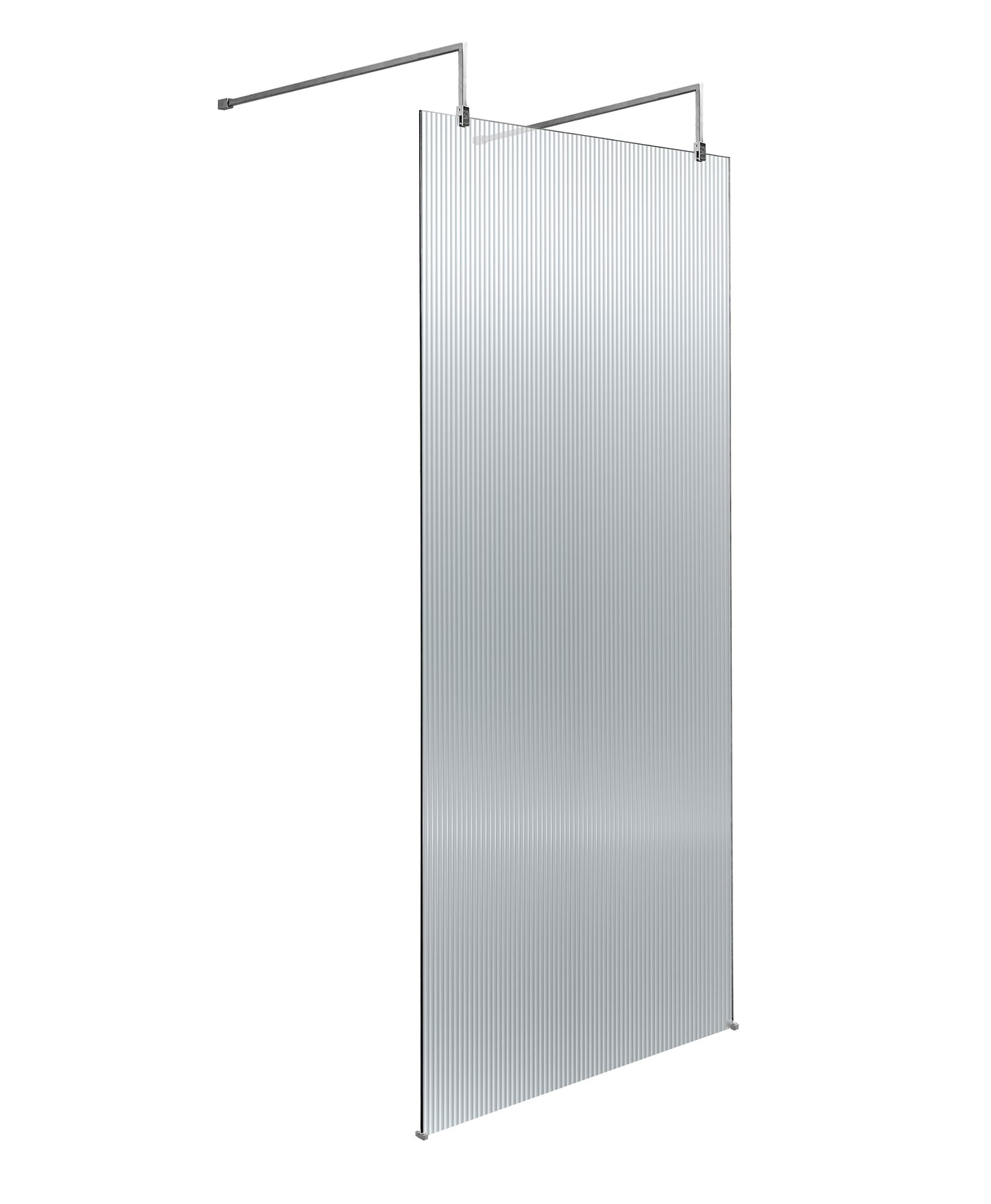 800mm Fluted Wetroom Scren with Arms & Feet Polished Chrome