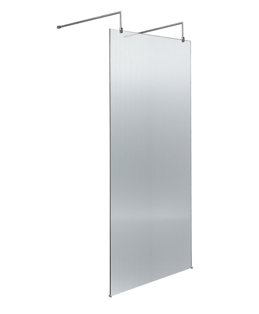 800mm Fluted Wetroom Scren with Arms & Feet Polished Chrome