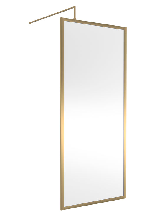 Full Outer Frame Wetroom Screens Full Outer Frame Wetroom 8mm Toughened Safety Glass Screen & Support Bar 1950mm x 900mm x 8mm