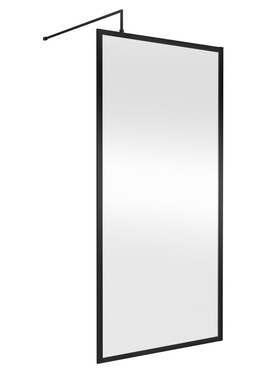 Full Outer Frame Wetroom Screens Full Outer Frame Wetroom 8mm Toughened Safety Glass Screen & Support Bar 1950mm x 1000mm x 8mm