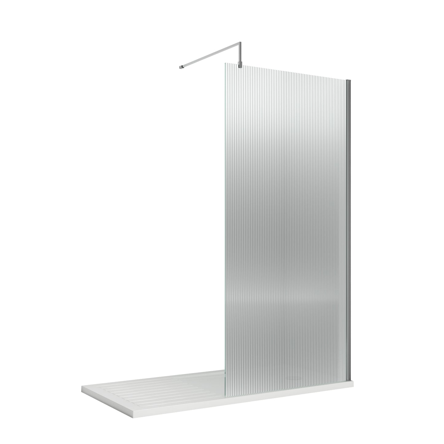 Fluted Chrome Wetroom Screen & Support Bar by Nuie