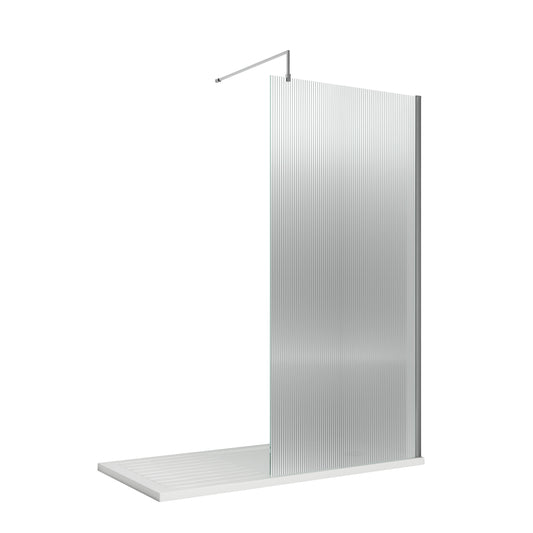 Fluted Chrome Wetroom Screen & Support Bar by Nuie