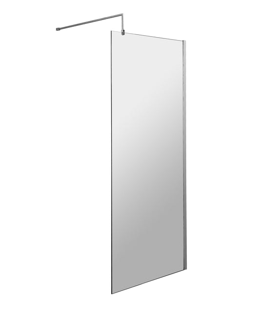 Frameless Chrome Wetroom Shower Screen & Support Bar by Nuie